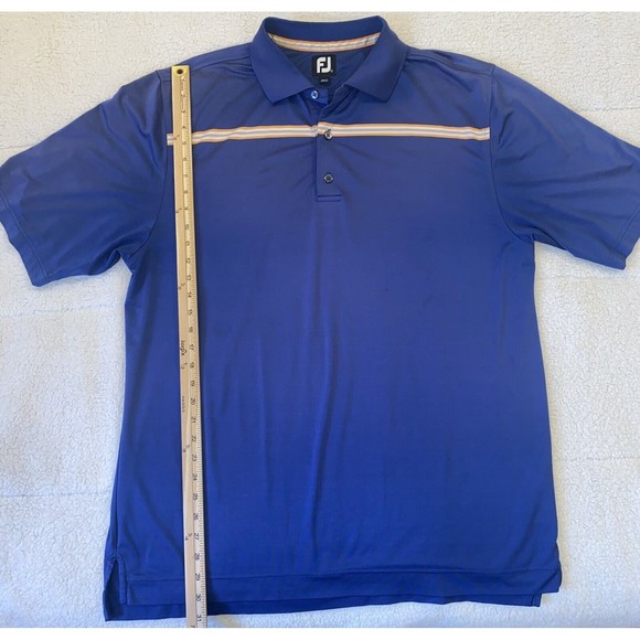 Footjoy FJ Polo Golf Size Large Blue Orange Stripe Short Sleeve Shirt *Read* - Picture 5 of 10